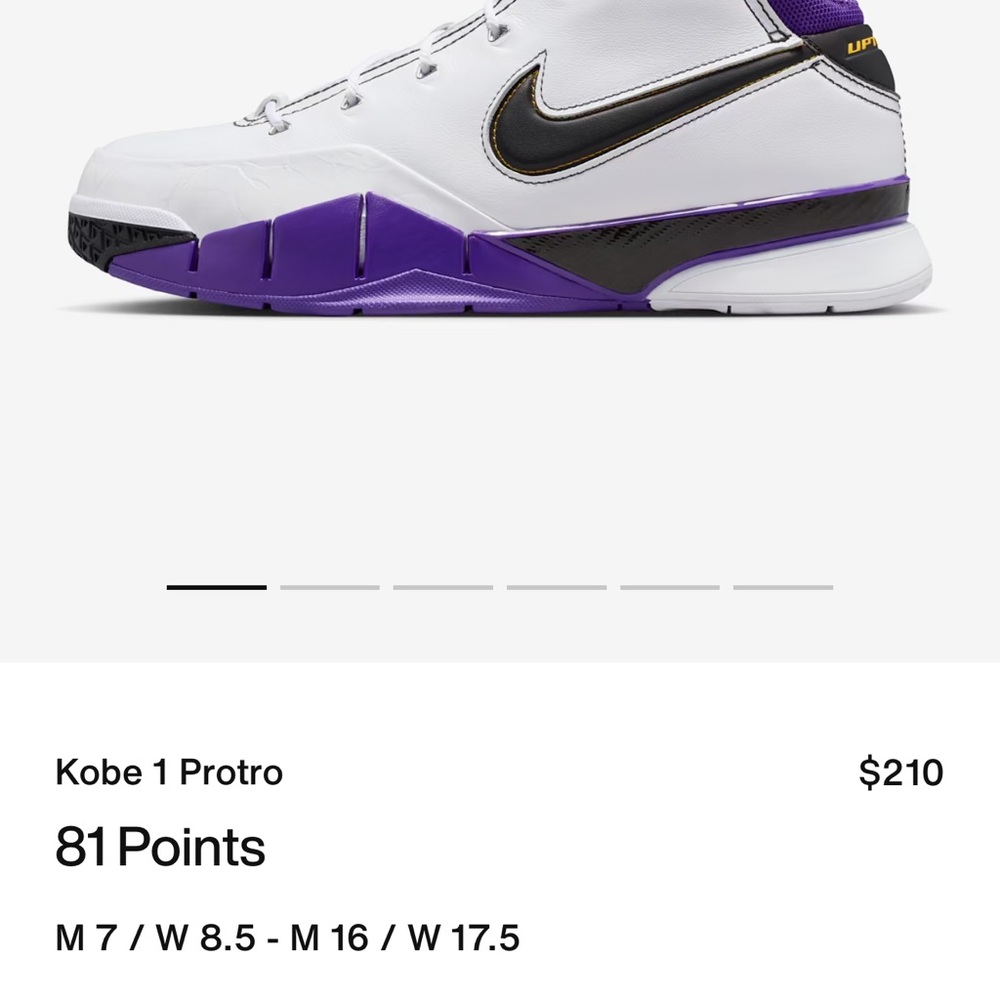 Nike Kobe 1 Protro White and Purple Shoes